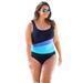Plus Size Women's Colorblock One-Piece by Swim 365 in Navy Blue Sea (Size 22) Swimsuit