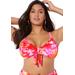 Plus Size Women's Mentor Tie Front Bikini Top by Swimsuits For All in Orange Tie Dye (Size 16)