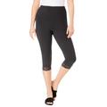 Plus Size Women's Lace-Trim Essential Stretch Capri Legging by Roaman's in Heather Charcoal (Size 18/20)