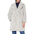 French Connection Women's Banna Faux Fur Long Coat, Grey(STONE GREY), Large