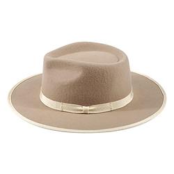 100% Wool Women&Men Fedora hat Felt Trilby hat Classic Wide Brim Fashion Style Spring Autumn Winter Solid Color (Camel-m)