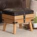 Baxton Studio Amena Rustic Transitional Dark Brown PU Leather & Oak Finished Wood Small Storage Ottoman - Wholesale Interiors DE03A-5282-Brown-Otto-Small