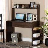 Baxton Studio Garnet Modern Walnut Brown Finished Wood Desk /w Shelves - Wholesale Interiors SESD8015WI-Columbia-Desk