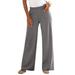 Plus Size Women's Wide-Leg Soft Knit Pant by Roaman's in Heather Charcoal (Size 3X) Pull On Elastic Waist