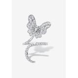 Women's Platinum-Plated Cubic Zirconia Butterfly Ring by PalmBeach Jewelry in White (Size 12)