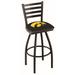 Holland Bar Stool NCAA Swivel 30" Bar Stool Upholstered/Metal in Black/Brown | 45 H x 18.5 W x 17 D in | Wayfair L01430IowaUn