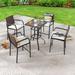 Red Barrel Studio® Square 4 - Person 24.8" Long Bar Height Outdoor Dining Set w/ Cushions Metal in Black/Brown/Gray | 24.8 W x 24.8 D in | Wayfair