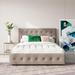 Brayden Studio® Morphis Solid Wood Tufted Storage Platform Bed Upholstered/Polyester in Gray | 39.5 H x 58.5 W x 79.5 D in | Wayfair