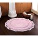 Ophelia & Co. Wingert Round Crochet Designer Circle 100% Cotton Non-Slip Bath Rug 100% Cotton in Pink | 28" W x 28" L | Wayfair