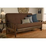 The Twillery Co.® Stratford 81" Loose Back Futon & Mattress Wood/Solid Wood/Linen in Brown | 37 H x 81 W x 34 D in | Wayfair