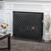 Fleur De Lis Living Tennison Single Panel Iron Fireplace Screen Iron in Black | 35 H x 39.5 W x 11.25 D in | Wayfair