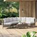 Latitude Run® Afrahim 5 Piece Rattan Sectional Seating Group w/ Cushions Synthetic Wicker/All - Weather Wicker/Wicker/Rattan in Brown | Outdoor Furniture | Wayfair