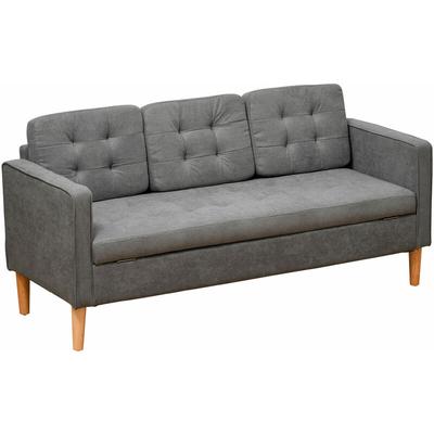 Homcom - 3 Sitzer Sofa, Couch mit Stauraum, Holzbeine, Gepolsterter Polstersofa mit Samtoptik für Image