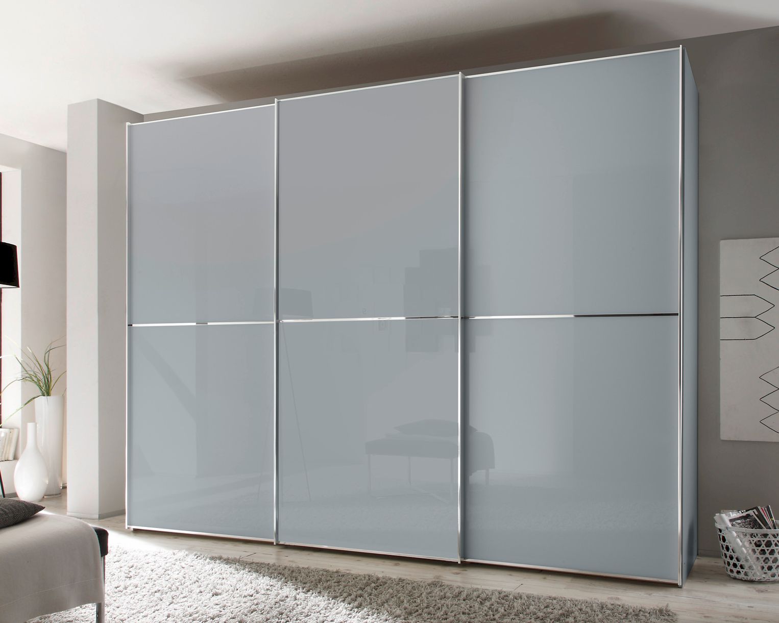 Staud »Sinfonie Plus« Schwebetürenschrank VII 249 cm / 222 cm / Alpinweissglas Image