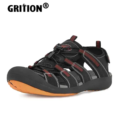 Gretion – sandales en cuir pour homme chaussures d'extérieur antidérapantes plates confortables