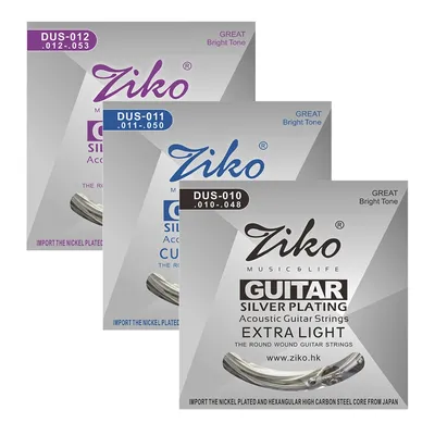 ZIKO – cordes de guitare acoustique série DUS noyau hexagonal en acier au carbone placage
