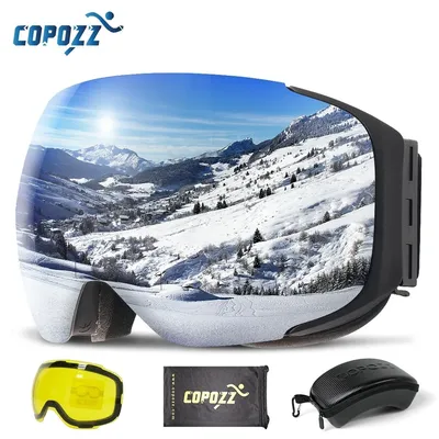 COPOZZ – lunettes de Ski magnétiques avec lentille et étui à changement rapide 2s Protection UV400