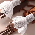 Pull en dentelle florale pour femmes manches artificielles ajouré manchettes brodées en corne