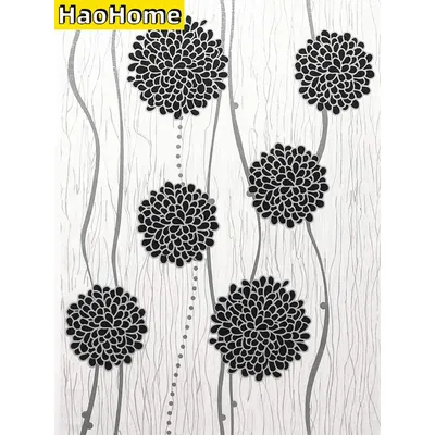 HaoHome – papier peint autocollant en vinyle à motif Floral décor mural à rayures métalliques