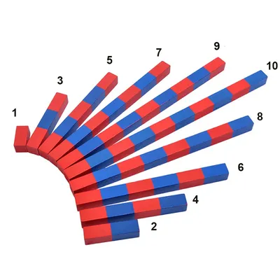 Jeux mathématiques Montessori avec barres rouges et bleues - Ressources d'enseignement et