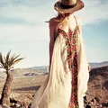 KHALEE YOSE-Robe de plage maxi brodée à fleurs style bohème en coton style gypsy vintage sexy