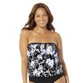 Plus Size Women's Bandeau Blouson Tankini Top by Swimsuits For All in Neutral Floral (Size 16)