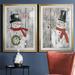 The Holiday Aisle® Let It Snow Snowman - 2 Piece Textual Art Print Set Paper, Solid Wood in Gray/Green/White | 36.5 H x 53 W x 1.5 D in | Wayfair