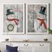 The Holiday Aisle® Let It Snow Snowman - 2 Piece Textual Art Print Set Canvas, Solid Wood in Gray/Green/White | 1.5 D in | Wayfair