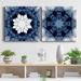 Bungalow Rose Indigo Kaleidoscope I - 2 Piece Wrapped Canvas Painting Print Set Canvas, Solid Wood in Blue | 10 H x 10 W x 1 D in | Wayfair