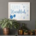 The Holiday Aisle® Happy Hanukkah - Graphic Art Print on Canvas Canvas, Wood in Blue/White | 20 H x 17 W x 1.5 D in | Wayfair