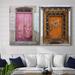 Bungalow Rose Portuguese Door - 2 Piece Photograph Print Set Canvas/Metal in Brown/Gray/Pink | 32 H x 48 W in | Wayfair