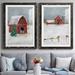 The Holiday Aisle® Christmas on the Farm I - 2 Piece Painting Print Set Paper in Green/Red/White | 31 H x 44 W in | Wayfair