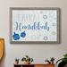 The Holiday Aisle® Happy Hanukkah - Graphic Art Print on Canvas Canvas, Wood in Blue/White | 37.5 H x 27.5 W x 1.5 D in | Wayfair