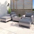 Wade Logan® Addai 5 Piece Rattan 2 Person Seating Group w/ Cushions Synthetic Wicker/All - Weather Wicker/Wicker/Rattan in Gray | Outdoor Furniture | Wayfair