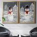 The Holiday Aisle® Festive Snowman I - 2 Piece Painting Print Set Canvas in Gray/Red/White | 26.5 H x 73 W x 1.5 D in | Wayfair