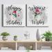 The Holiday Aisle® Snowman Happy Holidays - 2 Piece Wrapped Canvas Print Set Metal in Black/Gray/Pink | 16 H x 32 W x 1 D in | Wayfair