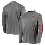 Men's Columbia Charcoal Georgia Bulldogs Terminal Tackle Omni-Shade Raglan Long Sleeve T-Shirt