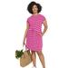 Plus Size Women's Knit Drawstring Dress by ellos in Tropical Raspberry White Stripe (Size 34/36)