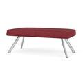 Lesro Willow Lounge Reception 2 Seat Bench Steel Legs Vinyl in Red/Gray | 18.5 H x 48 W x 24 D in | Wayfair WL2001.SSV-01PPBO