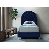 Willa Arlo™ Interiors Barthel Low Profile Platform Bed Upholstered/Velvet in Blue | 59.5 H x 44 W x 82 D in | Wayfair