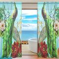 ALAZA Sheer Voile Curtains, Peacock Polyester Fabric Window Net Curtain for Bedroom Living Room Home Decoration, 2 Panels, 78 x 55 inch