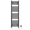 Myhomeware 450mm Wide Black Flat Electric Pre-Filled Heated Towel Rail Radiator For Bathroom Designer UK (Alyssa 450 / 1200mm Electric Black)