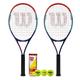 Wilson Federer Tour Tennis Racket Twin Set inc Carry Bag & Tennis Balls