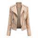 BUKINIE Womens Faux Leather Jackets Casual Zip Up Moto Biker Jacket Trucker Cool Jackets Outwear(Khaki,Medium)