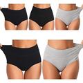 Women's Underwear Cotton High Waist Stretch Panties Soft Comfy Briefs Full Coverage Dual Band Panties for Ladies Multi Pack - - M-L