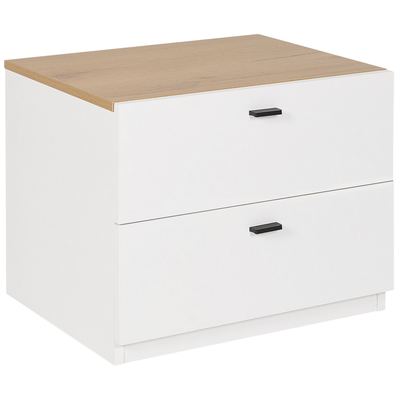 Nachttisch Weiß/Braun MDF Platte 43 x 52 x 39 cm 2 Schubladen Skandinavisch Modern Schlafzimmer