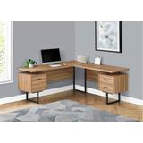 "Computer Desk / Home Office / Corner / Left / Right Set-Up / Storage Drawers / 70""L / L Shape / Work / Laptop / Metal / Laminate / Brown / Black / Contemporary / Modern - Monarch Specialties I 7612"