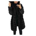 Xmiral Short Plush Hooded Jacket Women Warm Quilted Jacket Faux Fur Solid Color Long Parka Coat(Black,XXL)