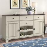 Lark Manor™ Matanzas 66" Wide 4 Drawer Rubberwood Buffet Table Wood in Brown/White | 36 H x 66 W x 18 D in | Wayfair