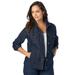 Plus Size Women's Classic Cotton Denim Jacket by Jessica London in Indigo (Size 12) 100% Cotton Jean Jacket